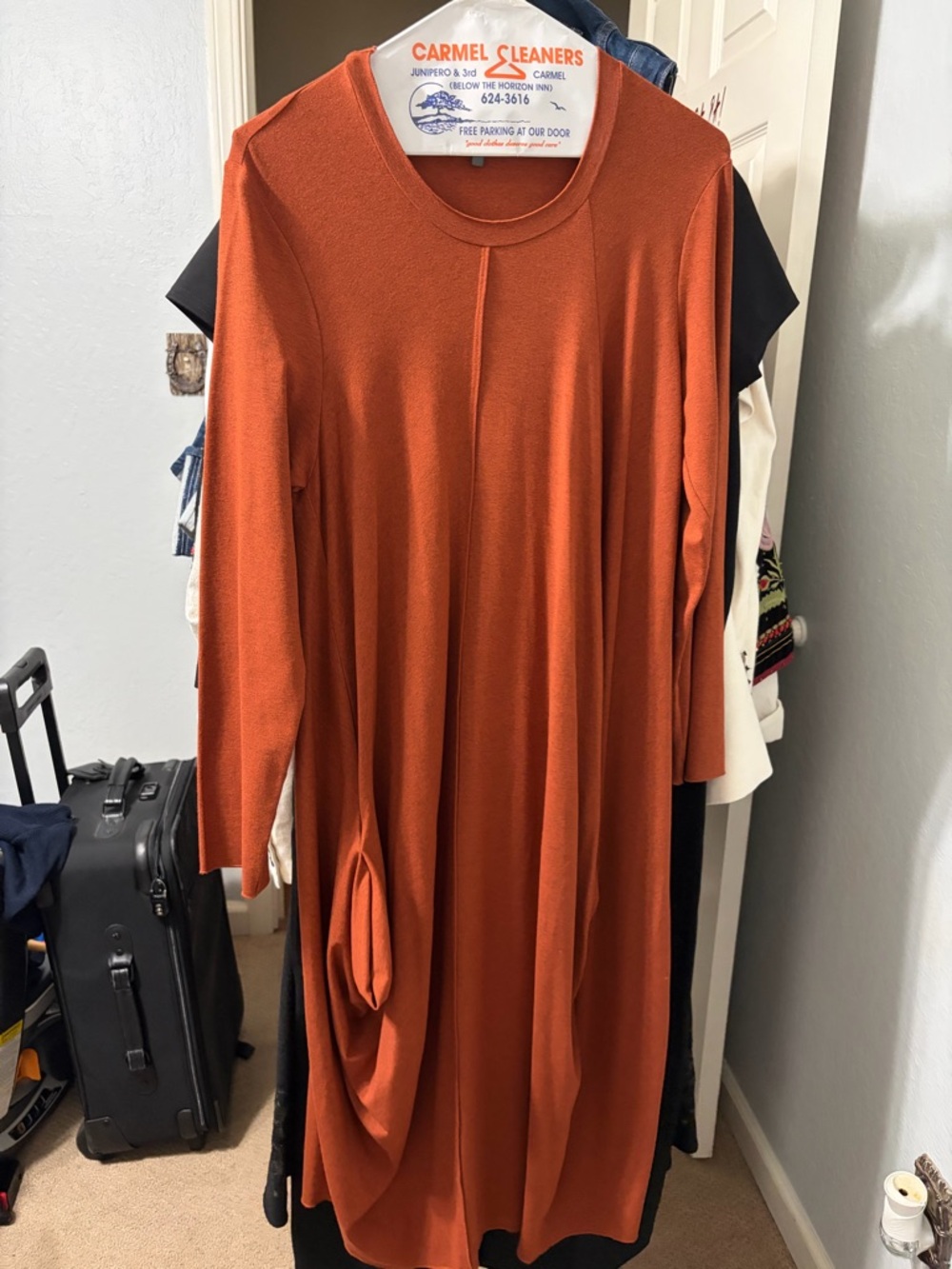Long Sleeve Rust Orange Midi Dress